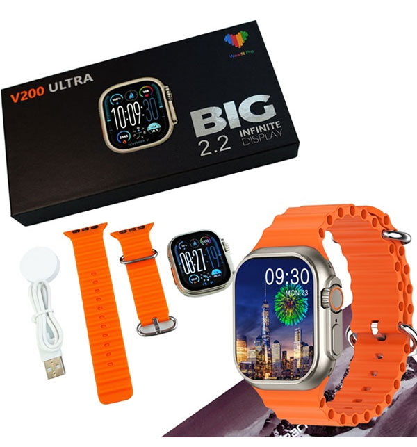 V200 Ultra Smart Watch Orange 2.2 Large Screen