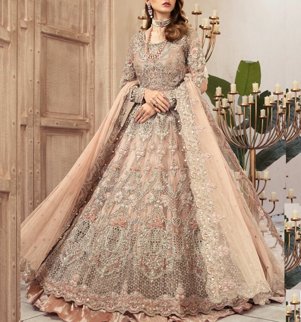 Wedding Embroidered Net Long Maxi Party Wear (Unstitched) (CHI-580)