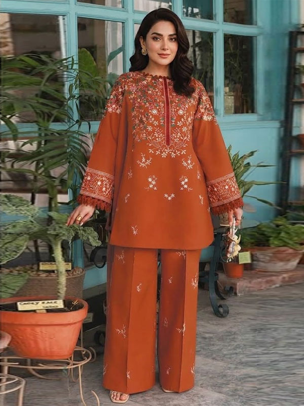 Zellbury Winter Collection Dhanak Fabric Heavy Embroidery Dress Dhanak Trouser (KD-290)