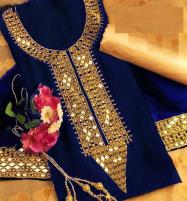 Fancy Mirror Work Chiffon Embroidered Dress With Fancy Jacquard Dupatta (Unstitched) (CHI-618)  Price in Pakistan