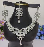 Silver Pearls Stone Necklace Set with Earring & Tikka (PS-479) Price in Pakistan