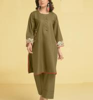 2 PCs Stitched Cotton Lawn Embroidered Dress (RM-112) Price in Pakistan