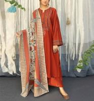 Elegant Lawn Embroidered Dress With Printed Diamond Organza Dupatta 3 PCs Dress (Unstitched) (DRL-1516) Price in Pakistan