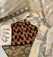 Banarsi Style Cotton Jacquard Dress with Organza Jacquard Dupatta (DRL-900) Price in Pakistan