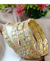 Stylish Kundan Bangles 4 Pec Set For  Girls (ZV:5579) Price in Pakistan