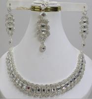 Silver Choker Necklace Jewelry Set With Earring Matha Patti (ZV:2987) Price in Pakistan