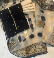 Banarsi Chiffon Dress With Organza Check Dupatta Unstitched (CHI-589) Price in Pakistan