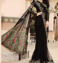 Chiffon Heavy Embroidered Saree With Sequence Chiffon Work (UnStitched) (CHI-643) Price in Pakistan