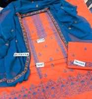Cotton Arri Work Embroidered Dress With Chiffon Embroidered Dupatta & EMB Trouser (Unstitched) (DRL-1644)	 Price in Pakistan
