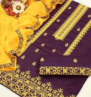 Cotton Heavy Aari Work Embroidered Dress With Chiffon Embroidered Dupatta (Unstitched) (DRL-1587)	 Price in Pakistan