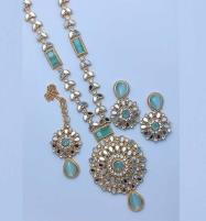 Elegant Jewelry Kundan Stone Necklace Mala With Earring (ZV:11454) Price in Pakistan