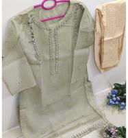 Stitched Organza Mirror Work Dress with inner Banarsi Trouser (Stitched) (CHI-452) Price in Pakistan