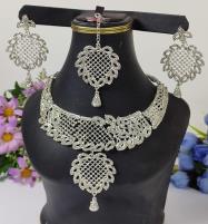 Stylish Silver Party Wear Necklace Set with Earrings & Tikka (ZV:3106) Price in Pakistan
