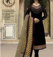 Chiffon Full Heavy Embroidered Black Dress with Net Dupatta (Unstitched) (CHI-611) Price in Pakistan