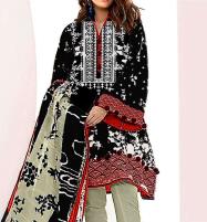 Embroidered Black Lawn Dress with Chiffon Dupatta (UnStitched) (DRL-1263) Price in Pakistan