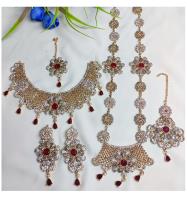Ethnic Bridal Collar Choker Necklace Set with Earrings Jhummar and Tikka  (PS-530) Price in Pakistan