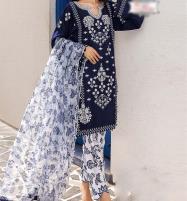 2 pieces Lawn Full Heavy Embroidered Dress With Embroidered Trouser (UnStitched) (DRL-1259) Price in Pakistan