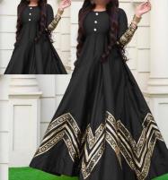 Shamoz Silk Fancy Stitched Embroidered Party Wear Black Maxi For Girls 2-Piece (RM-46) Price in Pakistan