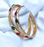 Beautiful Multi Stone Golden Bangles (ZV:8600) Price in Pakistan