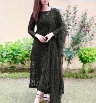 Net Heavy Embroidered Black Wedding Dress Net Full Heavy Embroider Dupatta  (CHI-470)	 Price in Pakistan
