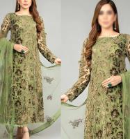 Heavy Embroidered Fancy Linen Dress with Embroidered Bamber Chiffon Dupatta  UnStitched (LN-334) Price in Pakistan