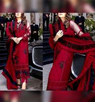 Heavy Embroidered Maroon Chiffon Party Wear Dress 2022 (UnStitched) (CHI-667) Price in Pakistan