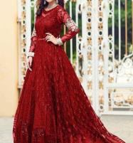 Heavy Embroidered Net  Maxi Dress For Wedding 2022 (Unstitched) (CHI-622) Price in Pakistan