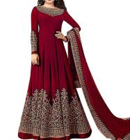Chiffon Embroidered Maroon Maxi (CHI-250) (Unstitched)  Price in Pakistan
