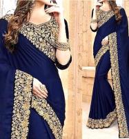 Indian Embroidered Navy Blue Chiffon Saree 2022 (CHI-520) Price in Pakistan