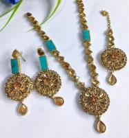 Turkish Jewelry Necklace Set With Earring & Matha Patti (ZV:2909) Price in Pakistan