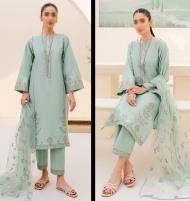 Latest Embroidered Lawn Dress With Bamber Chiffon Dupatta (Unstitched) (DRL-1660) Price in Pakistan