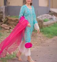 Latest Embroidered Lawn Dress With Bamber Plain Dupatta (Unstitched) (DRL-1503) Price in Pakistan