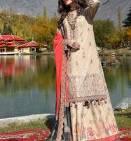 Latest Heavy Embroidered Lawn Dress With Chiffon Dupatta (DRL-1157) Price in Pakistan