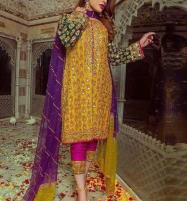 Latest Heavy Embroidery Chiffon Dress With Heavy Stone Handwork (Unstitched) (CHI-621) Price in Pakistan