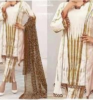 Linen Tie Dye Dreess Design 2021 With Printed Linen Dupatta (LN-260) Price in Pakistan