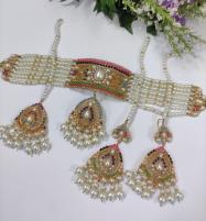 MultiColor Chocker Necklace Set with Earrings & Matha Patti (PS-466) Price in Pakistan