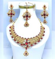 Golden Rajwadi Necklace Set Earring Matha Patti (ZV:9070) Price in Pakistan