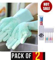 Pack of 2 Automatic Toothpaste Dispenser & Magic Gloves  (Deal-72) Price in Pakistan