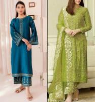 Pack of 2 Deal - Lawn Heavy Embroidered Dress Lawn Embroidery Trouser 2 PCs Suite  (Unstitched) (Deal-101) Price in Pakistan