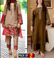 Pack Of 2 - 2 PCs Lawn Embroidered Dress (Deal-98) Price in Pakistan