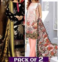Pack of 2 Embroidered Lawn Suits Sale 2023 (Deal-80) Price in Pakistan