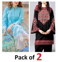 Pack of 2 - Linen Full Heavy Embroidered Dress 2 Pcs (UnStitched) (Deal-93) Price in Pakistan