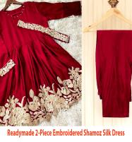 Stitched 2-Piece Embroidered Shamoz Silk Dress  For Girls (RM-12) Price in Pakistan