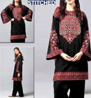 Stitched Boski Linen Embroidered Dress (2 Pec) (LN-322) Price in Pakistan