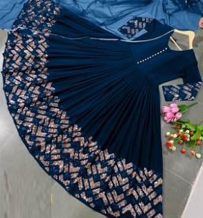 Stitched 3 PCs Silk Long Maxi With Gotta Lace Dupatta (RM-117)	 Price in Pakistan