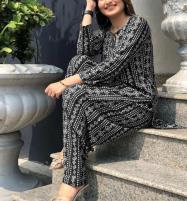 Stitched Black 2 PCS Chunri Print Linen Dress (LN-320) Price in Pakistan