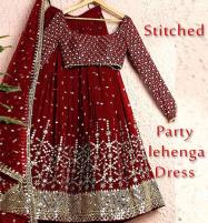 Stitched Embroidered Shamoz Silk Party Wear Lehenga Choli For Girls with Embroidered Chiffon Dupatta (RM-01) Price in Pakistan