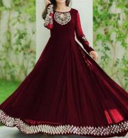 Stitched Chiffon Mirror Work Full Heavy Embroidery MAXI With Inner Ghara 90+ (CHI-647) Price in Pakistan