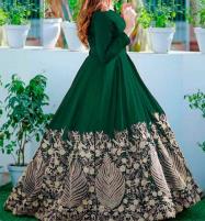 Stitched Heavy Embroidery Party Wear Green Chiffon Frock For Girls (CHI-703) Price in Pakistan