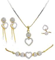 Zircon Stylish Heart Necklaces Set Earring & Ring & bracelet For Girls (PS-318) Price in Pakistan